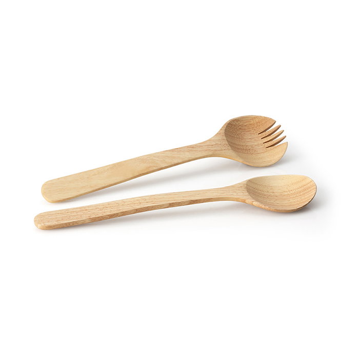 Continenta Cubiertos para Ensalada 31 cm (12 Unidades) de Madera de Hule Resistente y Duradera